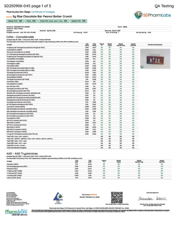 Rize | Peanut Butter Crunch Mushroom Chocolate Bar | 5g Bar - Image 3