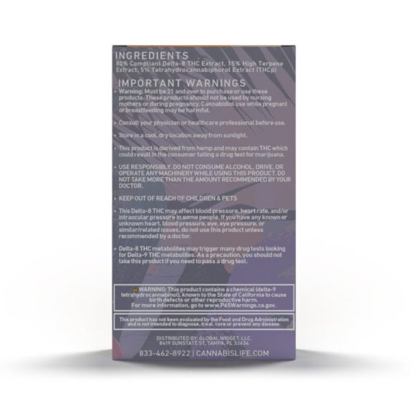 Cannabis Life | Grandaddy Purp THCP Vape Cart  | Indica - 1g - Image 3