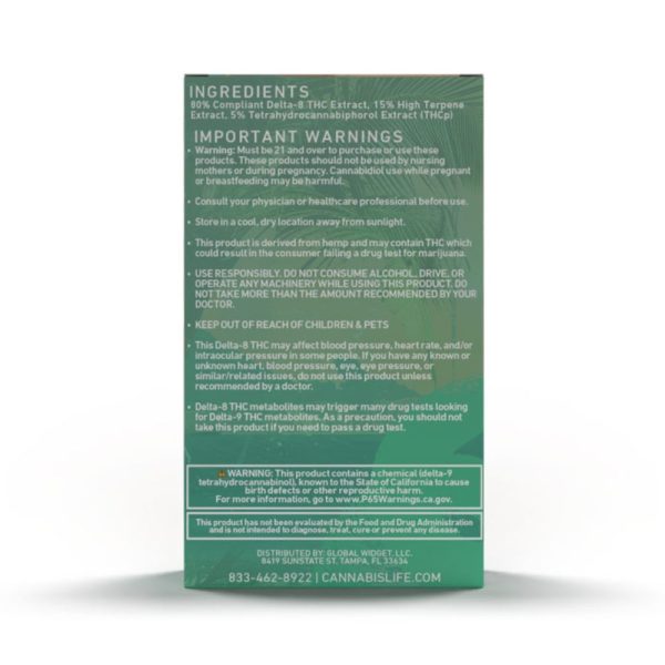 Cannabis Life | Green Crack THCP Vape Cart  | Sativa - 1g - Image 3