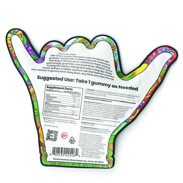 Shaka Sweets | Magic Mushroom + THC Gummies | Papaya - 8ct - Image 2