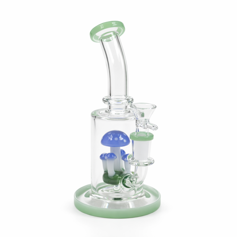 MushroomFlow 7-inch dab rig with mushroom-inspired glass design and stable base