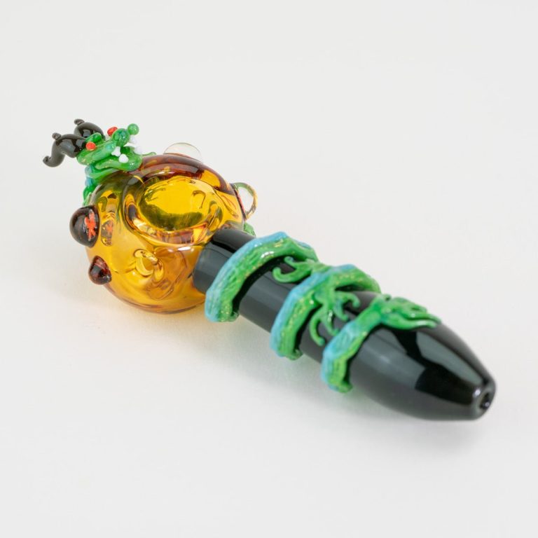 Empire Glassworks Dragon Sphere Small Spoon Pipe with intricate dragon-themed borosilicate glass artwork.