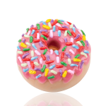 Empire Glassworks Pink Sprinkle Donut Dry Pipe featuring pink icing and colorful sprinkle glass artwork.