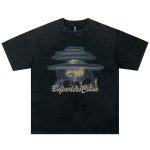 Creative Mushroom Cloud Print Short Sleeve Men's T-Shirt with colorful graphic artwork.