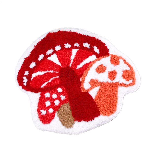 Cactus and mushroom shaped decorative area rug with colorful plant-inspired design for home décor.