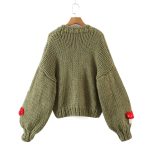 Autumn two-color mushroom sweater coat featuring a cute mushroom pattern and cozy knit design.