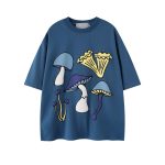 Mushroom Print Short Sleeve T-Shirt featuring a nature-inspired mushroom graphic design.