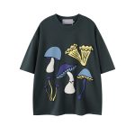 Mushroom Print Short Shirt T-shirt Casual Top - Image 5