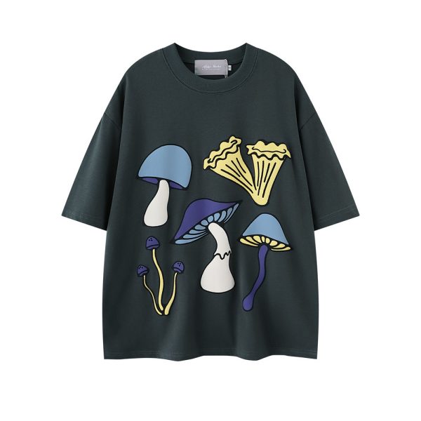Mushroom Print Short Shirt T-shirt Casual Top - Image 5