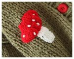Women's 3D Mushroom Crochet Cardigan featuring tridimensional mushroom details and a loose knit design.