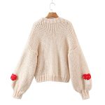 Autumn two-color mushroom sweater coat featuring a cute mushroom pattern and cozy knit design.