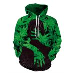 Men's Green Big Leaf Hoodie featuring a large leaf print design and comfortable pullover style.