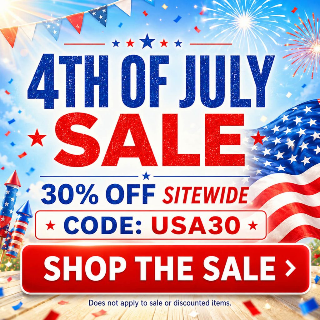 Cannabis Pharmacy 4th of July sale banner with 30% off sitewide, code USA30, and Shop the Sale button.