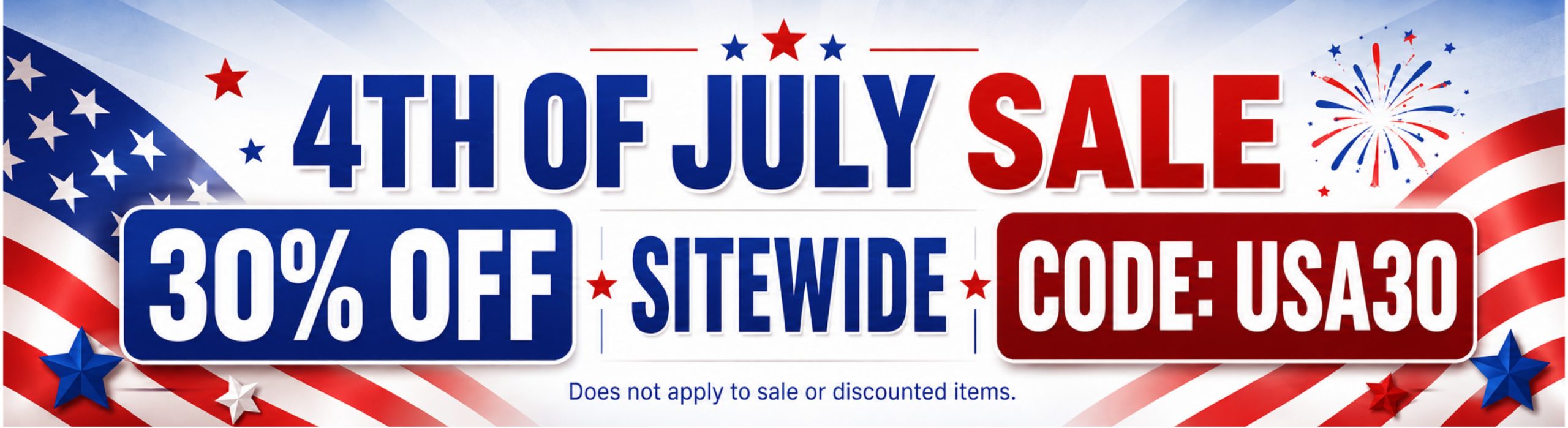 Cannabis Pharmacy 4th of July product page banner with 30% off sitewide using code USA30.