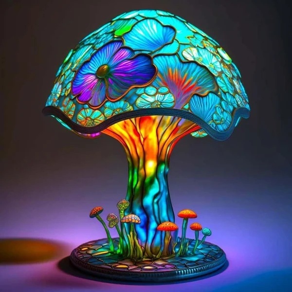 Household Magic Color Mushroom Lamp Decoration with colorful LED lighting and mushroom-shaped design.