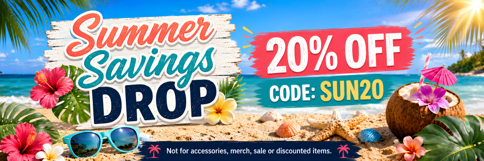 Cannabis Pharmacy product page banner promoting the Summer Savings Drop with 20% off using code SUN20.