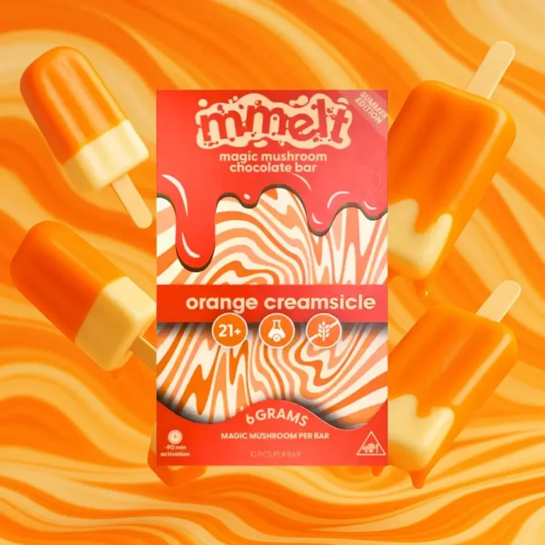 Mmelts | Orange Cream Mushroom Chocolate Bar | 6G – front view
